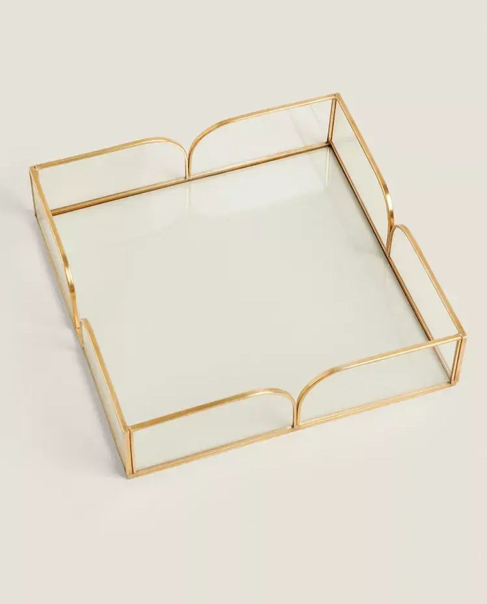 ZARA HOME СТЕКЛЯННЫЙ ДЕРЖАТЕЛЬ ДЛЯ САЛФЕТОК С МЕТАЛЛИЧЕСКОЙ ОТДЕЛКОЙ, ЗОЛОТОЙ