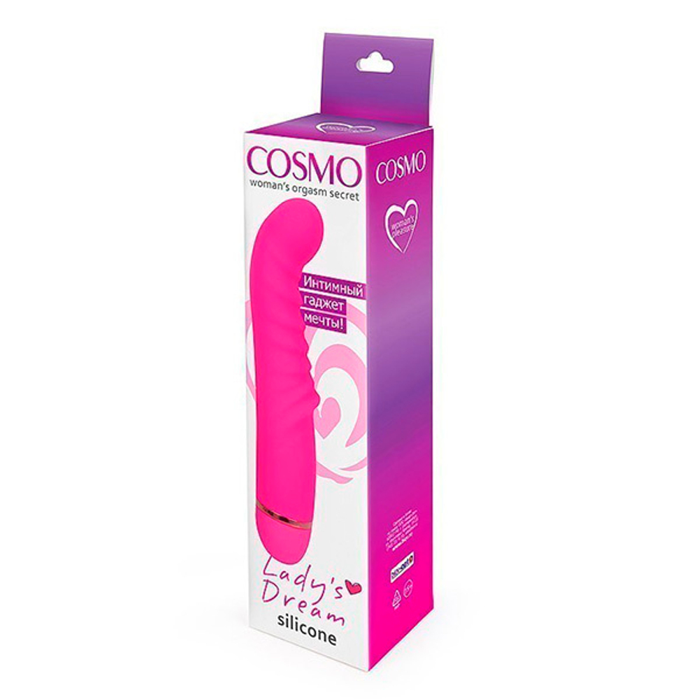 Розовый ребристый вибромассажер 15см для стимуляции точки G Bior Toys Cosmo CSM-23096
