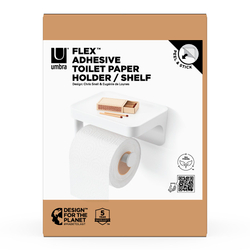Держатель для туалетной бумаги с полкой flex adhesive, белый