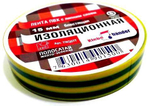 TIK507Т Изолента ПВХ 15 х 20 полосатая желто-зеленая Klebebander/200/5