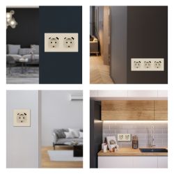 Розетка ЭРА Серия 12 12-4108-02 2P+E 16A-250В со шторками с USB type-A+C 5В-3А слоновая кость | Эра 12