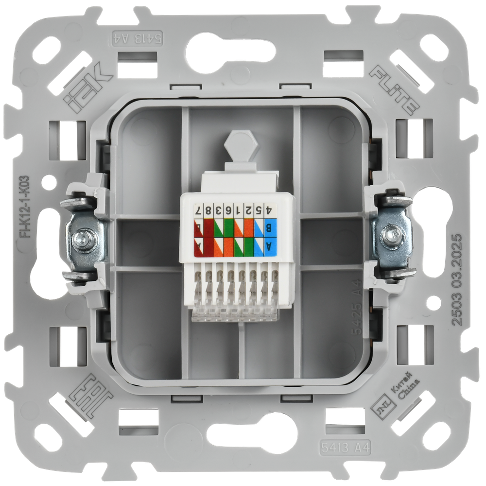 FLITE Розетка компьютерная RJ45 категория 5Е UTP РК5е-1-0-ФлС серый IEK