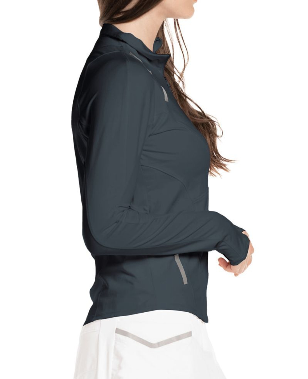 Женская теннисная футболка с длинным рукавом Lucky in Love Tech Performance Architect 1/4 Zip Long Sleeve - ink