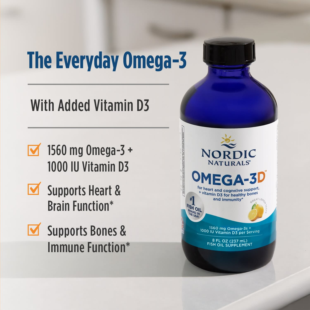 Nordic Naturals, Omega-3D, Lemon, 237 мл (8 жидких унций)