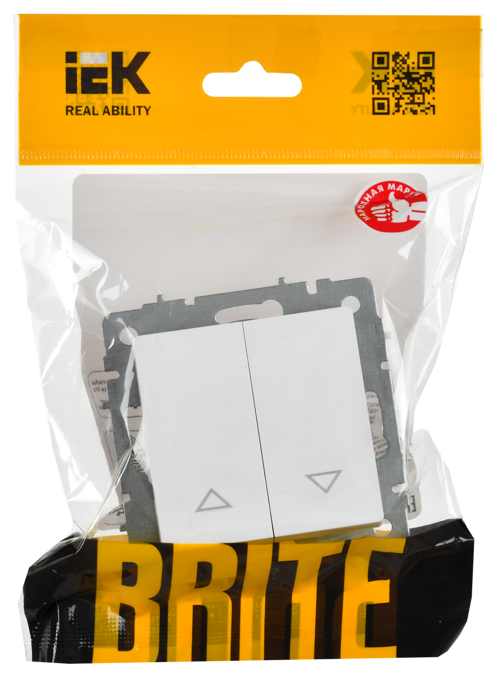 BRITE Выключатель жалюзи 10А ВС10-1-5-БрАБ арктический белый IEK