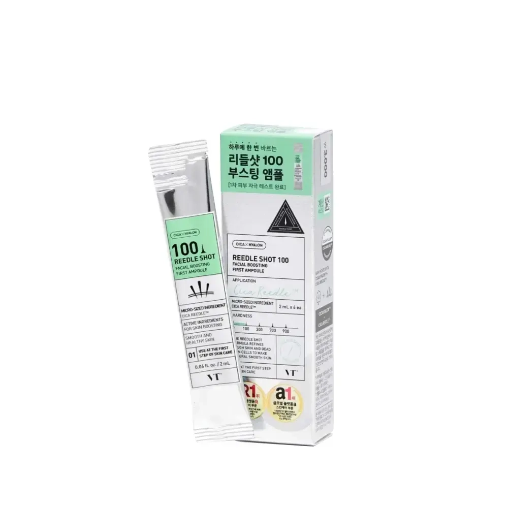 Сыворотка с центеллой и спикулами 100 VT Cosmetics Reedle Shot 100 Boosting First Ampoule, 2 мл*6шт