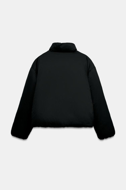 ZARA КОРОТКИЙ АНОРАК С АЛАМАРАМИ, ВОДООТТАЛКИВАЮЩИЙ, ЧЕРНЫЙ