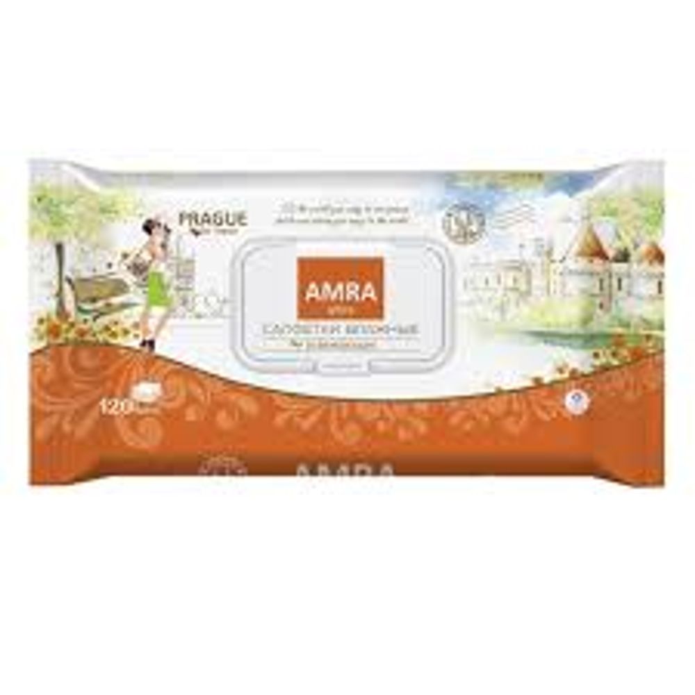 Салфетки влажные освежающие AMRA travel PRAGUE 120шт