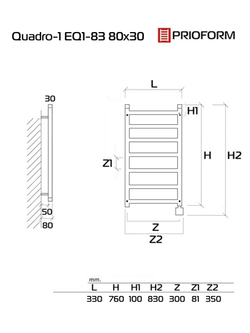 Quadro-1 EQ1 80x30 см Полотенцесушитель электрический