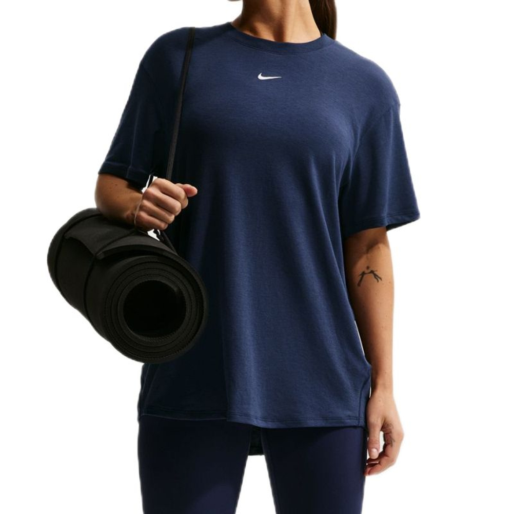 Женская теннисная футболка Nike One Relaxed Dri-Fit Short Sleeve - midnight navy/white