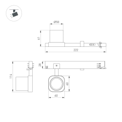 Светильник LGD-DIAFILM-4TR-R60-10W Warm3000 (WH, 60 deg, 230V) (Arlight, IP20 Металл, 5 лет) 061496