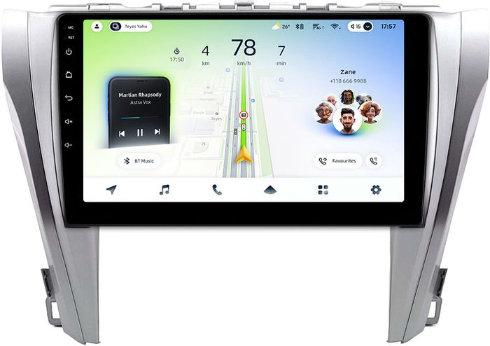 Магнитола для Toyota Camry 55 2014-2018 (рамка серебро) - Teyes CC4L-DTS монитор 10.1" IPS, Android 14, Быстрая, Snapdragon 662, CarPlay, 4G SIM-слот