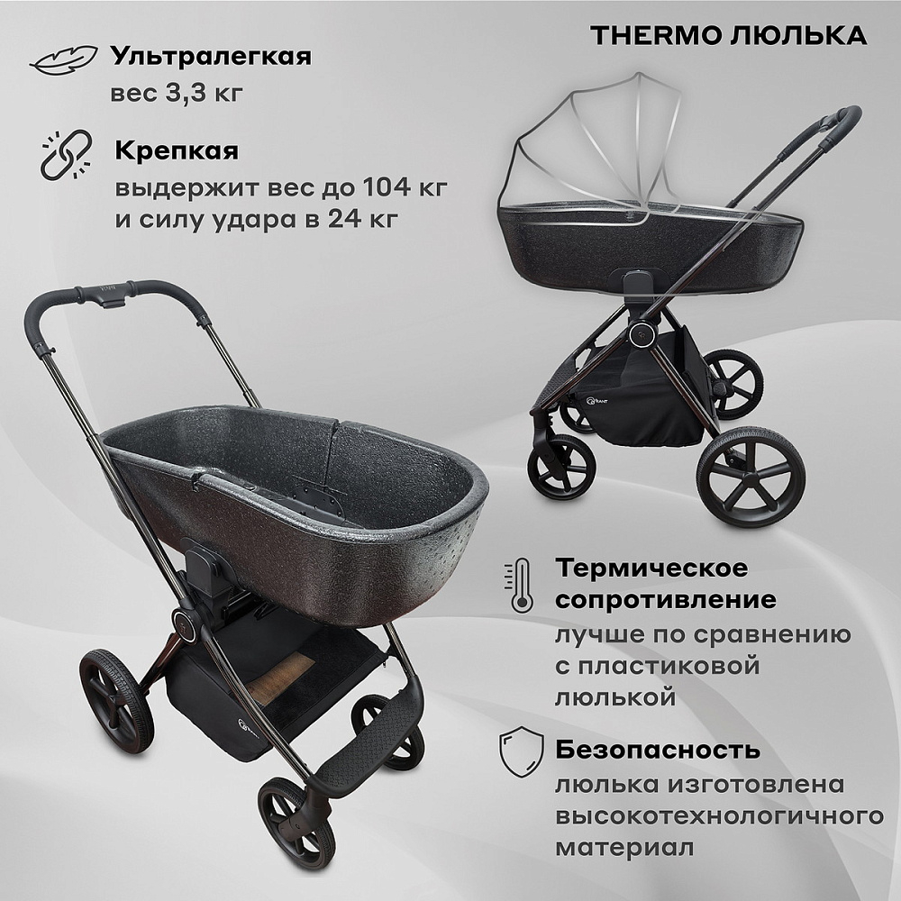 Детская коляска Rant Teo Black Chrome 2 в 1 Graphite