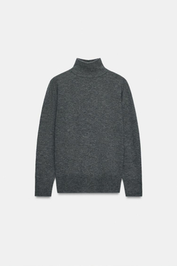 ZARA СВИТЕР ИЗ 100% ШЕРСТИ EXTRASOFT, МЯГКИЙ СЕРЫЙ