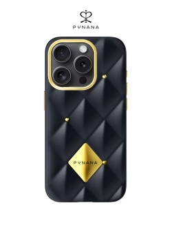 Чехол PYNANA для iPhone 16 Pro Max фарфор, Metal Diamond, черный
