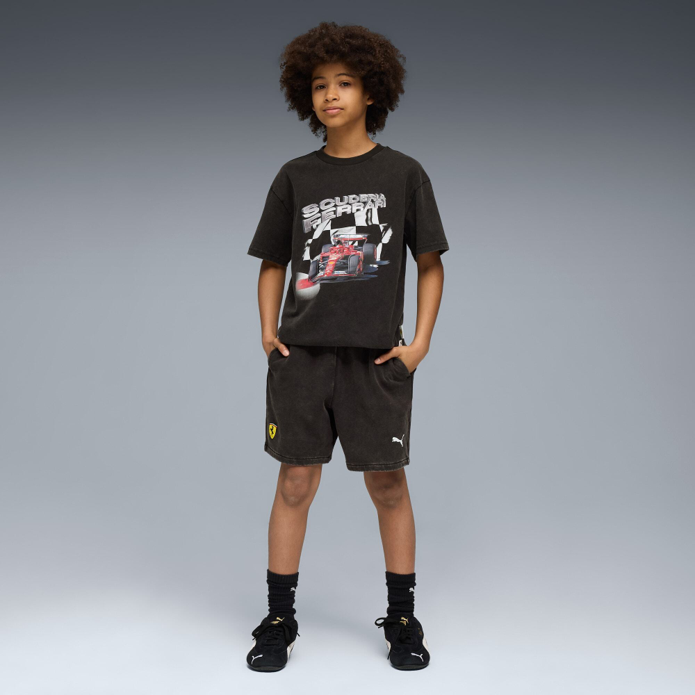 PUMA X SCUDERIA FERRARI ФУТБОЛКА С ИЗОБРАЖЕНИЕМ АВТОМОБИЛЯ SPORTSWEAR, ЧЕРНЫЙ
