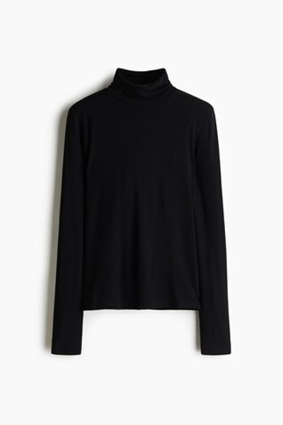 Топ с воротником-полуводолазкой и длинными рукавами - H&M