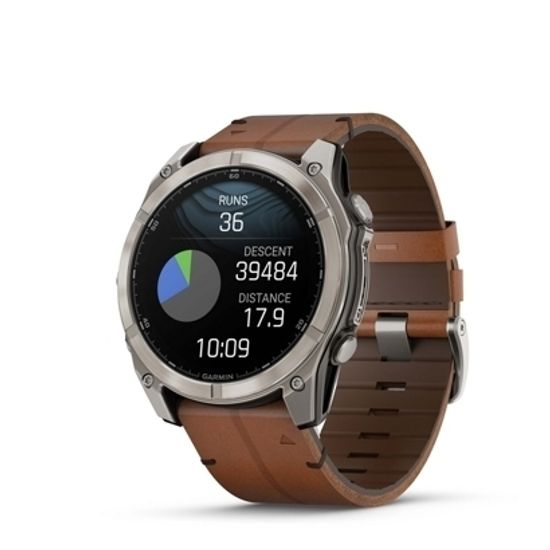 Мультиспортивные GPS часы Garmin Fenix 8X (51 mm) AMOLED, Sapphire Bare Titanium, Black with Chestnut Leather Band 010-02905-40