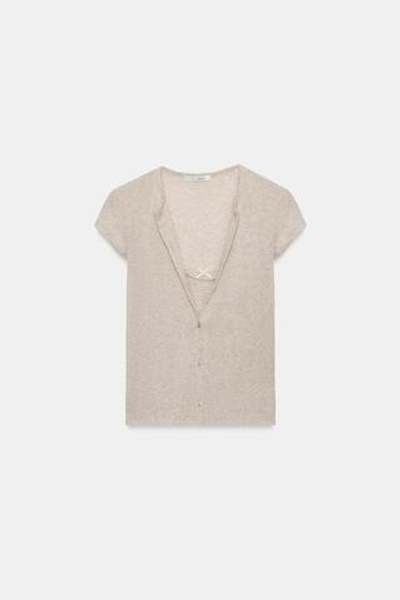 КОМБИНИРОВАННЫЙ ТОП С БАНТОМ — ZARA