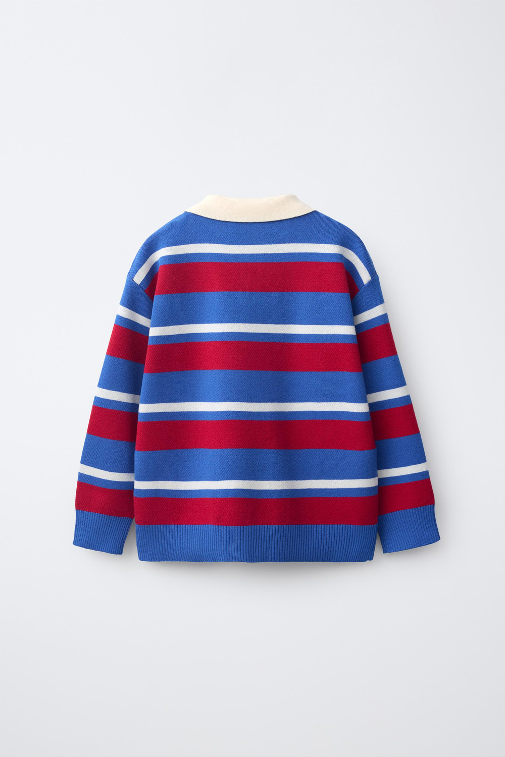 ZARA ТРИКОТАЖНОЕ ПОЛО В СТИЛЕ ВАРСИТИ, ГОЛУБОЙ