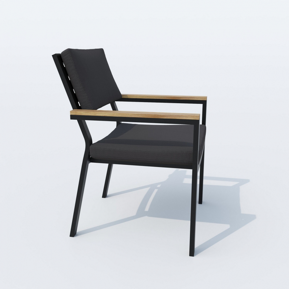 Обеденная группа Ideal Patio ДОЛЛА БОНТА каркас карбон, стол алюминий 220, ткань антрацит