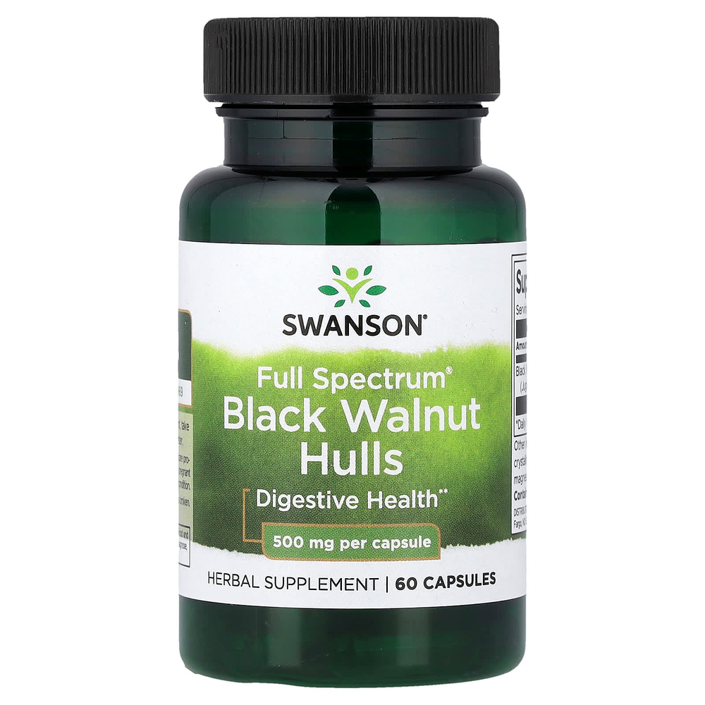 Swanson Vitamins, Full Spectrum®, скорлупа чёрного ореха, 500 мг, 60 капсул