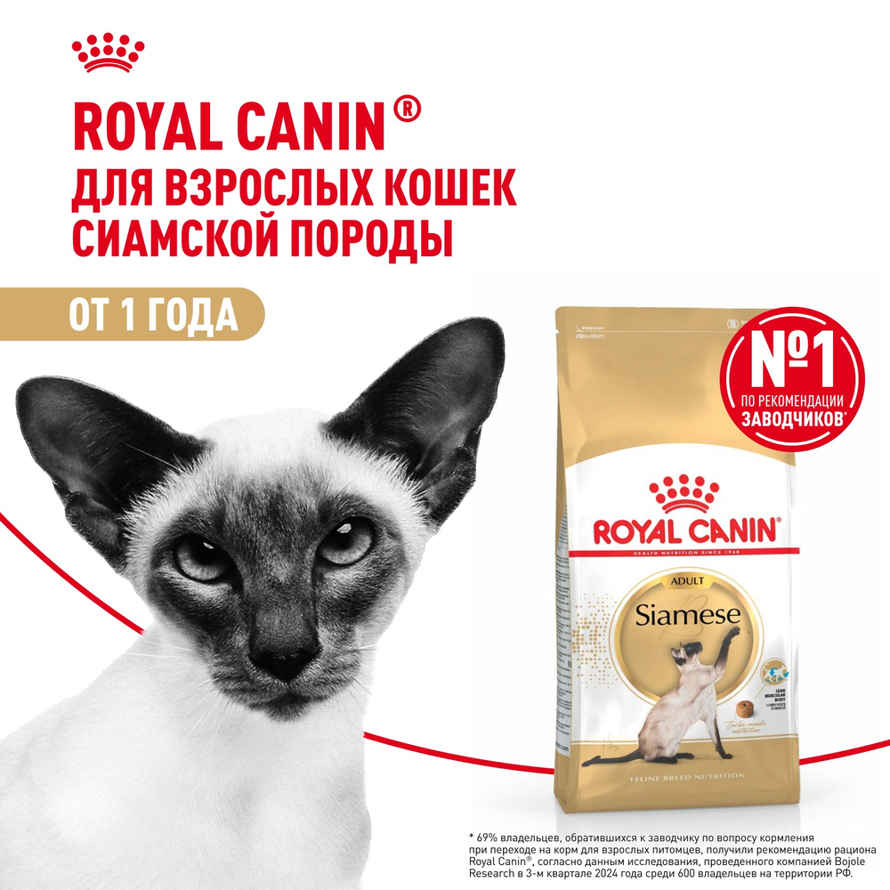 Royal Canin Siamese Adult Сиамиз Эдалт Корм сухой сбалансированный для взрослых сиамских кошек 2кг