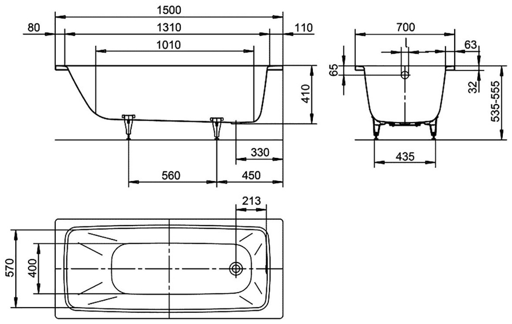 Ванна стальная Kaldewei Cayono 150x70 standard mod. 747 274700010001