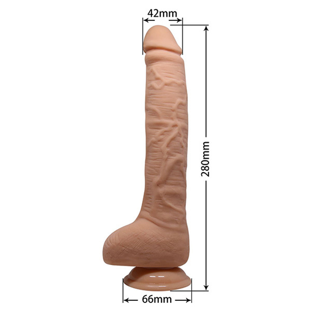 Телесный вибратор-гигант с выносным пультом 28см Baile Dick BW-008038Z
