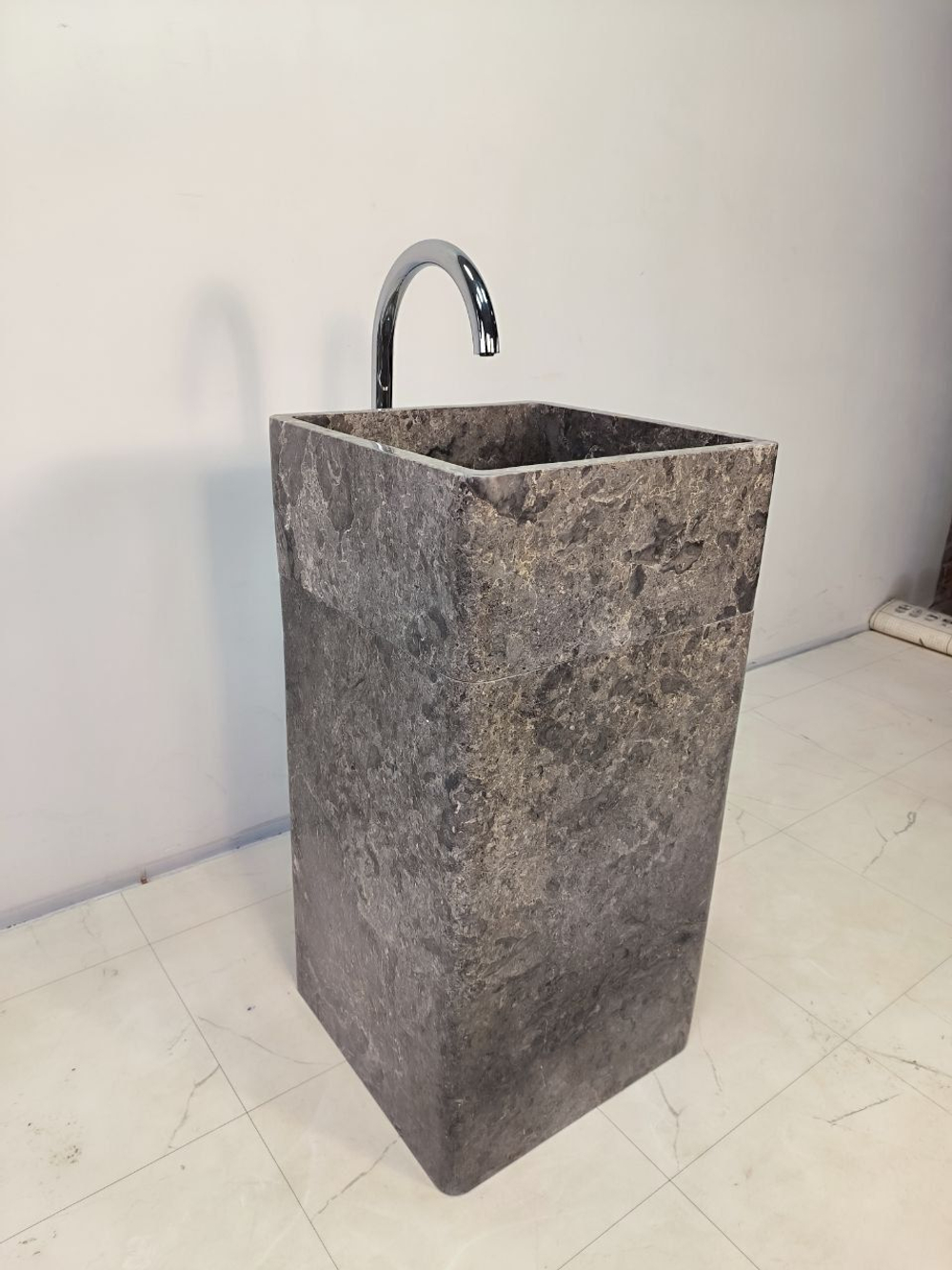 Раковина напольная из мрамора Square Grey RN-65932 45х45х90 из натурального камня