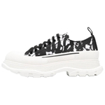 Alexander McQueen Graffiti Tread Slick Low Lace Up Black White
