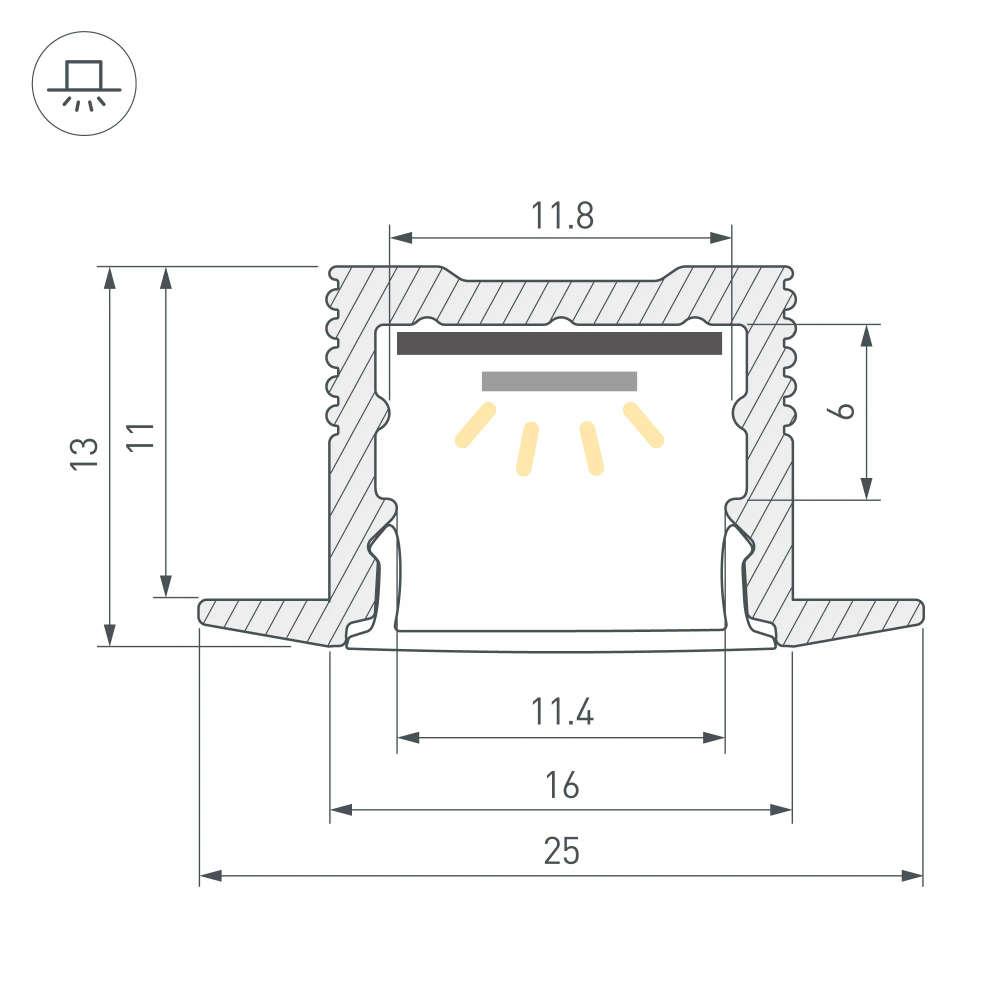 Профиль SL-SLIM-H13M-F25-3000 ANOD (Arlight, Алюминий) 036040