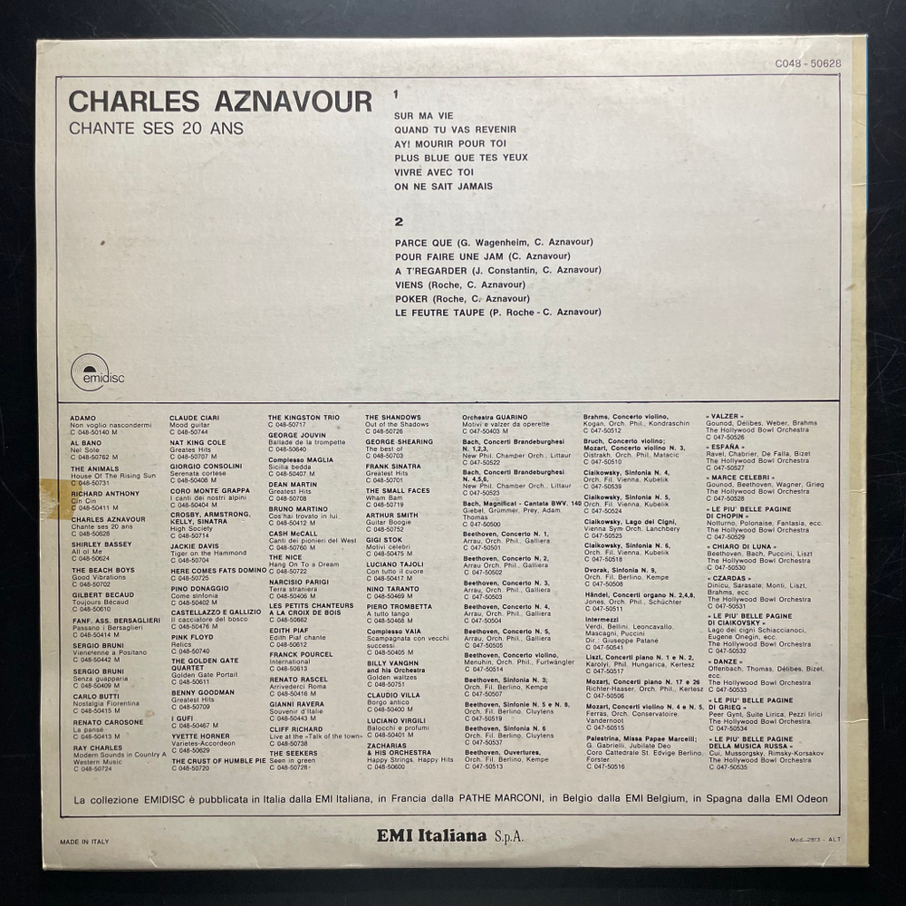 Charles Aznavour ‎– Charles Aznavour chante Ses 20 Ans (Италия 1970г.)