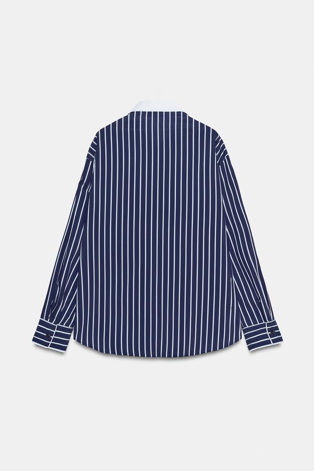 ZARA РУБАШКА ИЗ ПОПЛИНА В ПОЛОСКУ, МОРСКОЙ ЯРКО-СИНИЙ