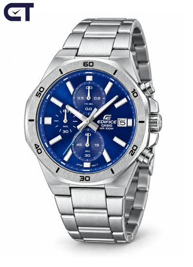 CASIO EFV-640D-2AVUDF EDIFICE мужские наручные часы — стальной мужская модель с синим циферблатом