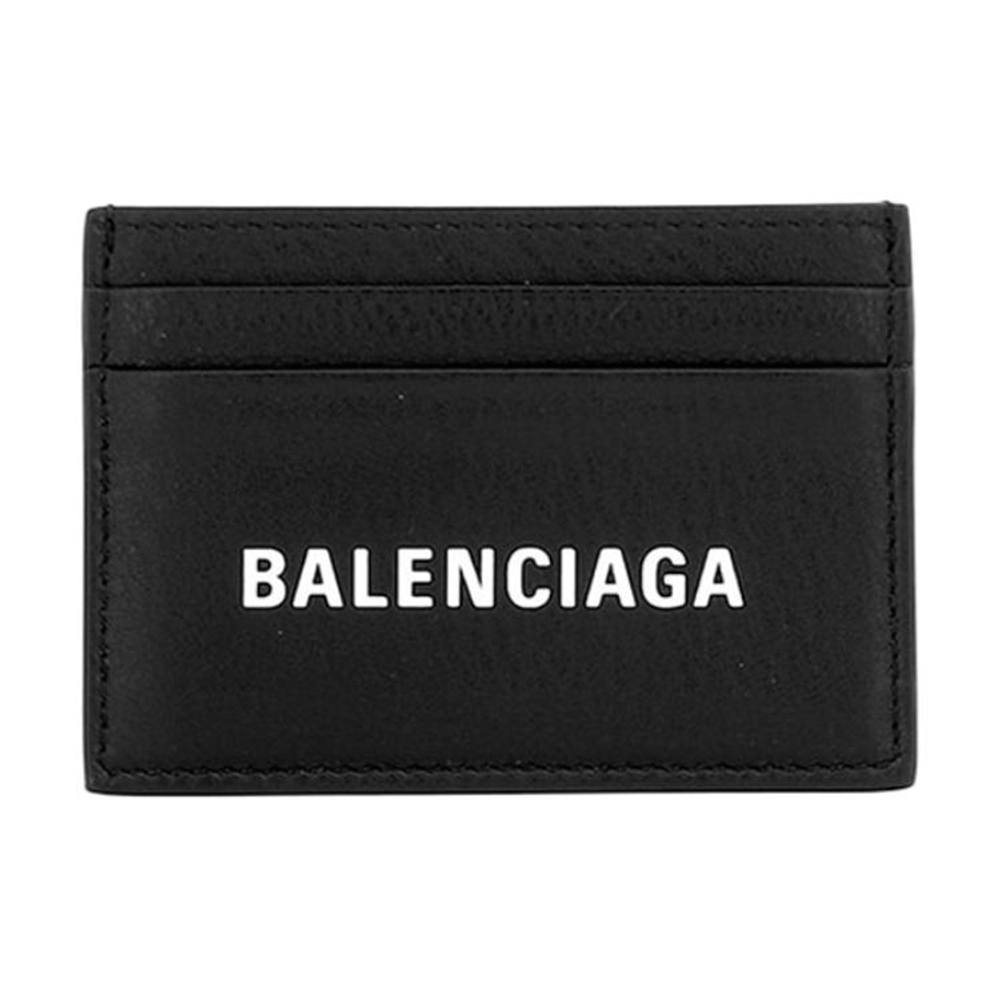 Balenciaga Cow Leather Card Holder Unisex Black