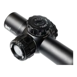 Прицел March-F 1-10x24 Shorty DR-TR1FB FFP+SFP 30мм, с кронштейном - крупный план барабанчиков ввода поправок