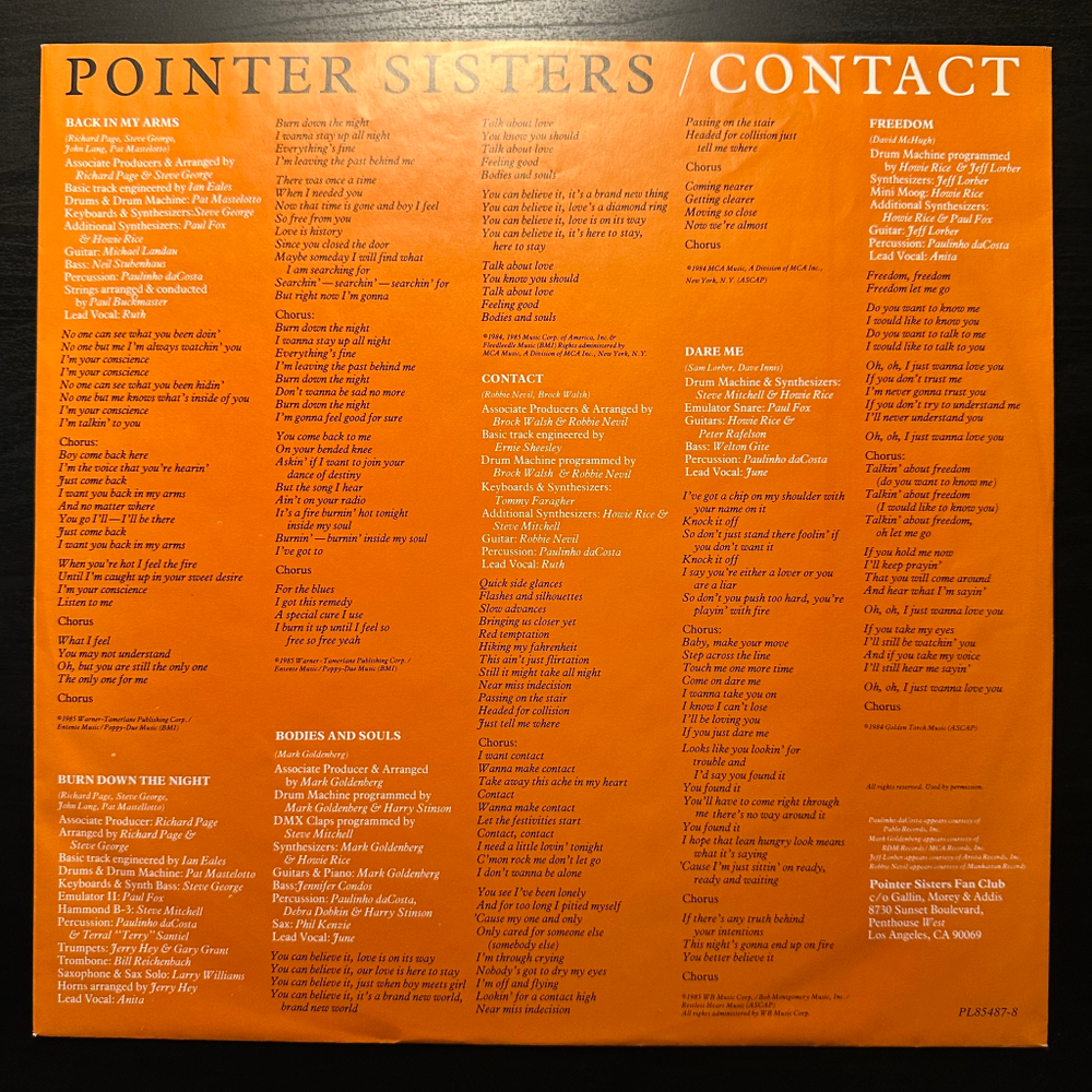Pointer Sisters - Contact (Германия 1985г.)