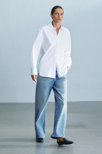 ZARA ГЛАДКАЯ РУБАШКА ИЗ ПОПЛИНА — ZW COLLECTION, БЕЛЫЙ