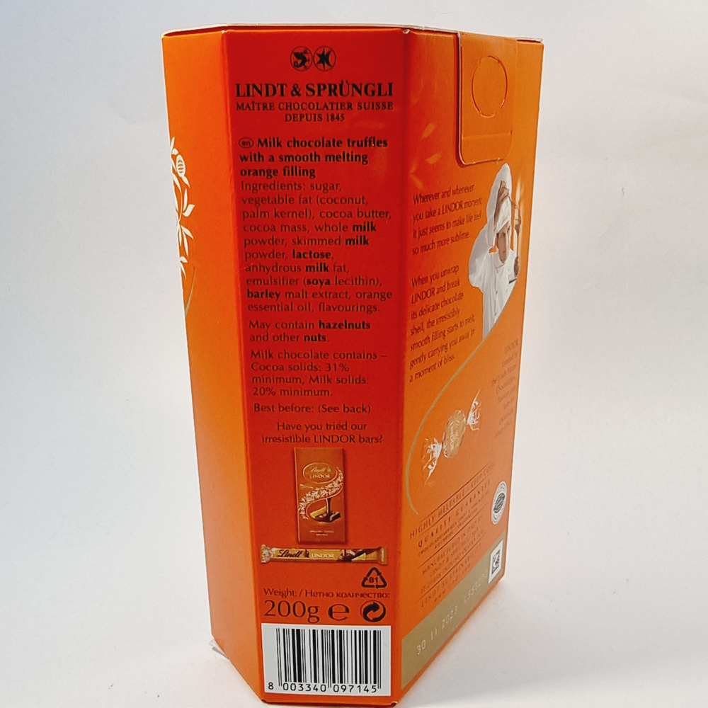 Шоколадные конфеты Lindt Lindor Orange в коробке 200 г (Из Финляндии)