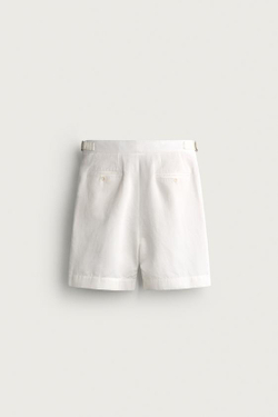 ZARA ШОРТЫ REGULAR FIT С ХЛЯСТИКАМИ, БЕЛЫЙ