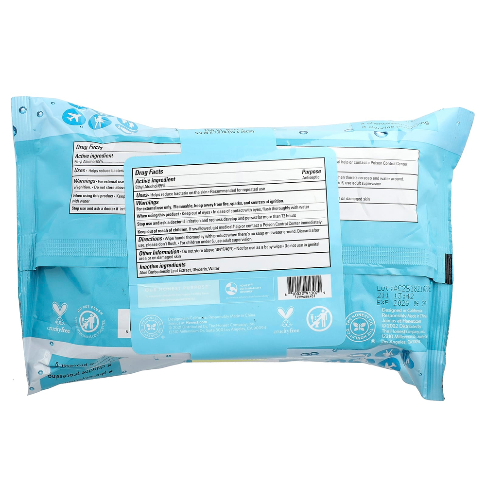 The Honest Company, Sanitizing Wipes With Aloe, Free & Clear, 3 Packs, 50 Wipes Each