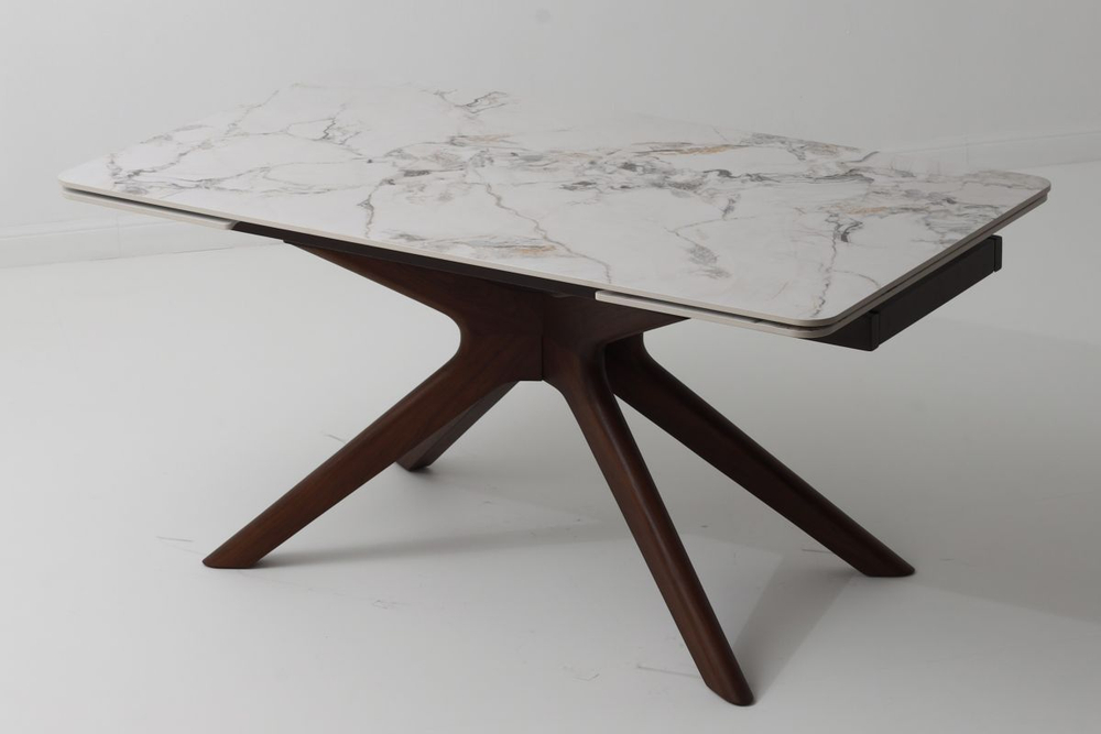 Стол EDER 160 GLOSS COLD JADE SOLID CERAMIC / Орех, ®DISAUR