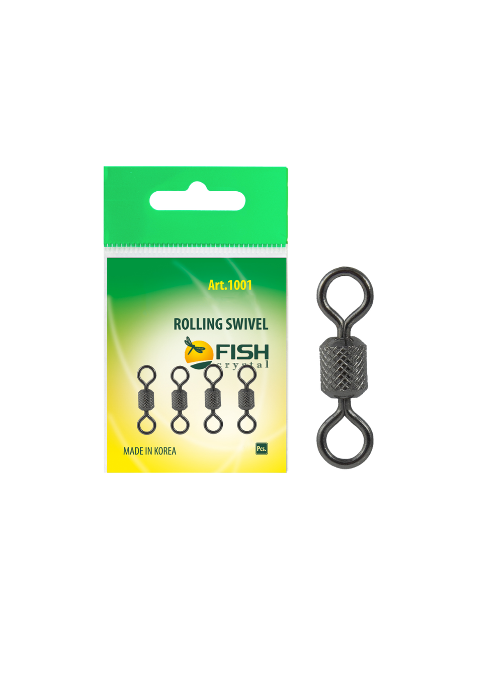 Вертлюжок рыболовный цилиндрический с накаткой Fish Crystal  IMPRESSED SWIVEL 1002 №3 (5 упаковок)