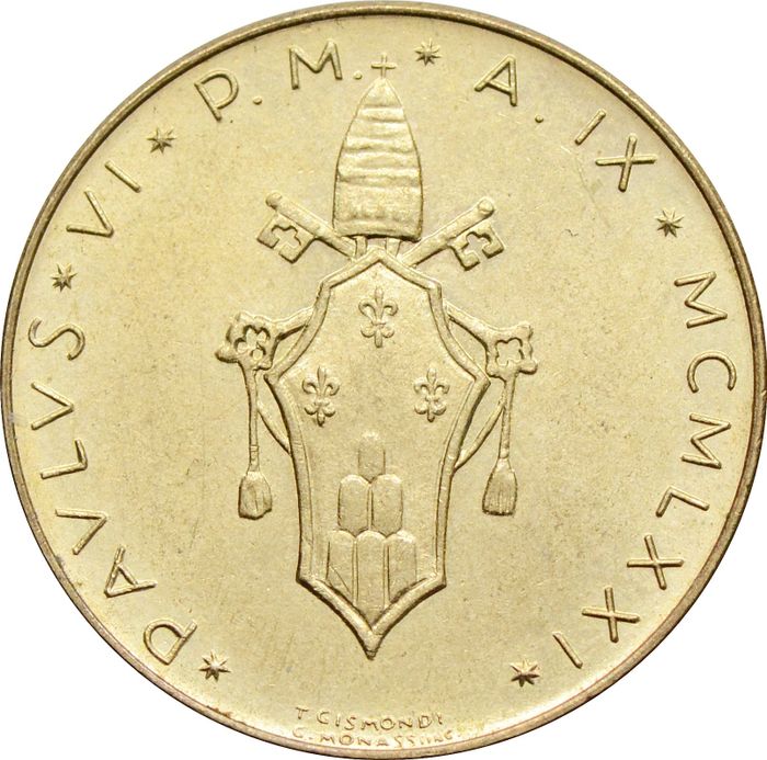 20 лир 1971 Ватикан, Благородный олень