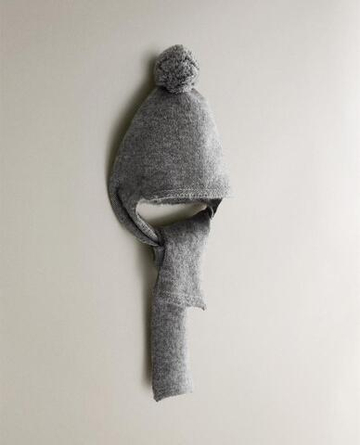 ZARA HOME КАШЕМИРОВАЯ ШАПКА С ШАРФОМ, СЕРЫЙ