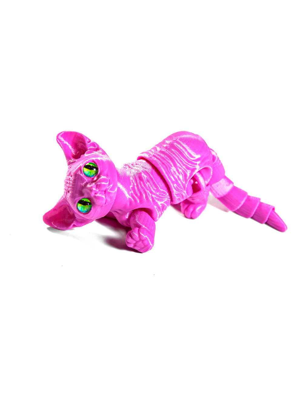 Подвижный шарнирный котёнок "Сфинкс", игрушка антистресс, розовый, 15.5см, 3Д печать