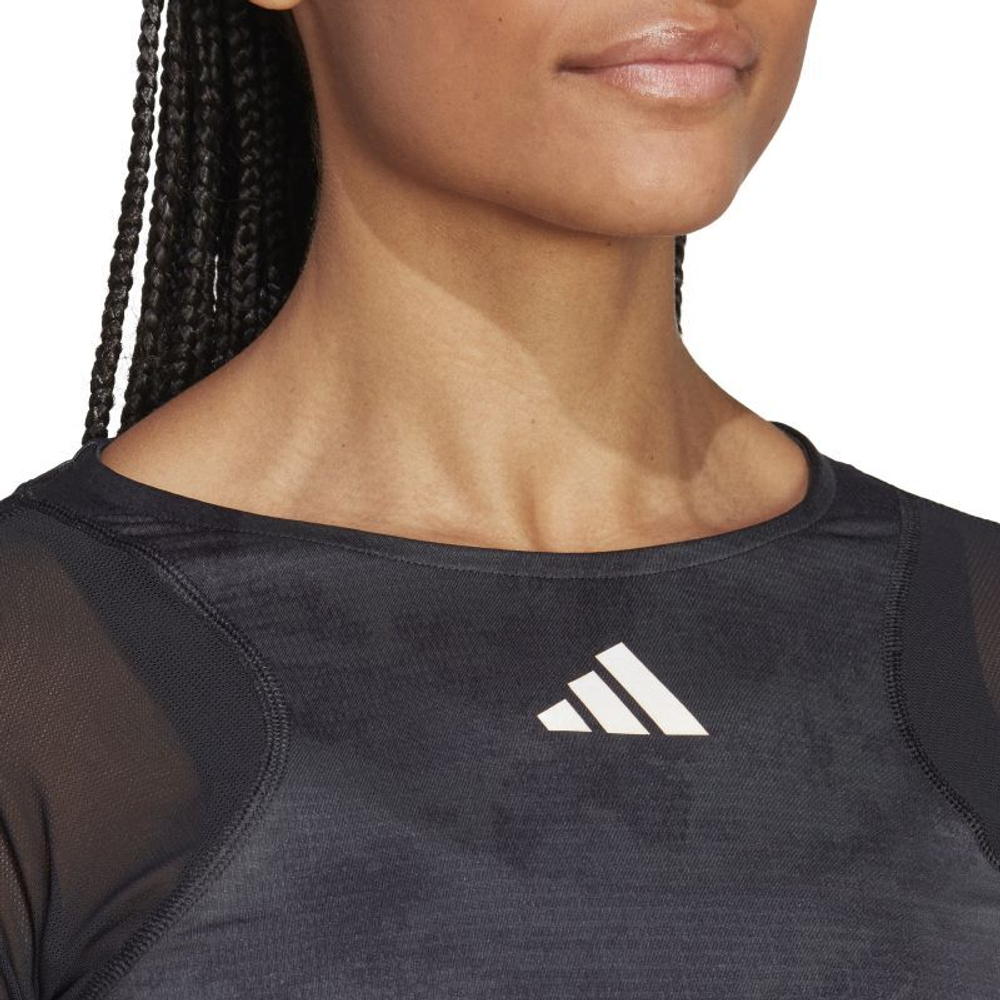Женская теннисная футболка (dł. Рукава) Adidas Paris Freelift Longsleeve Tee - черный