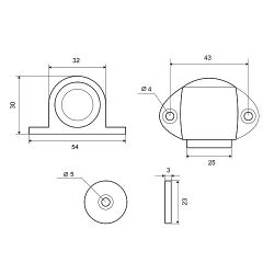 Упор дверной магнитный PALLADIUM 02-M PC мат. хром