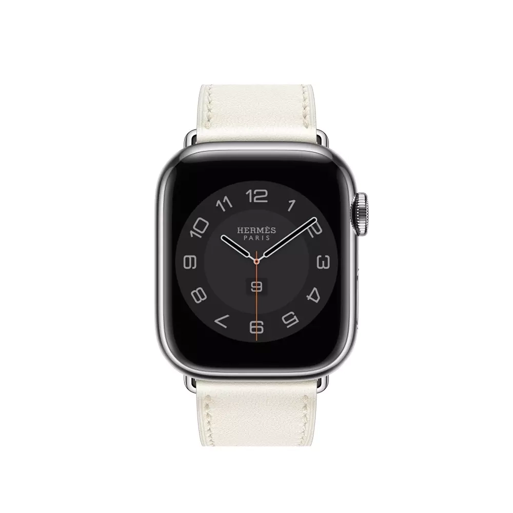 Apple Watch Series 8 Hermes 45mm, классический кожаный ремешок белого цвета